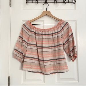 Aerie Striped cotton off shoulder cropped top